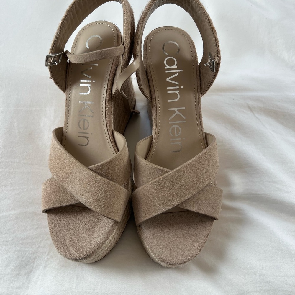 Calvin Klein Beige Wedge Sandals